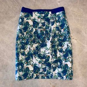 Club Monaco Blue Green Floral Pencil Skirt Size 0